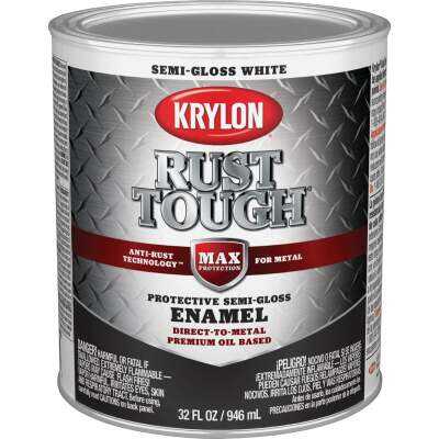 Krylon Rust Tough Oil-Based Semi-Gloss Rust Control Enamel, White, 1 Qt.