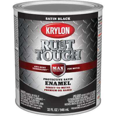 Krylon Rust Tough Oil-Based Satin  Rust Control Enamel, Black, 1 Qt.